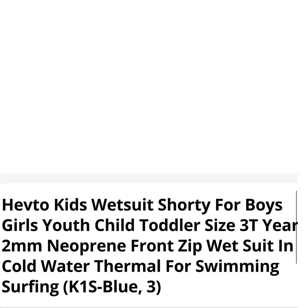 Hevto Kids Shorty Wetsuit Black‎ Blue 2mm Neoprene Front Zip Swim Suit Size 3